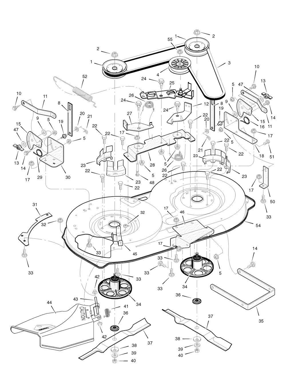 Mower Housing Diagram and Parts List for 385002X78C 2006 Briggs and Stratton Lawn Tractor